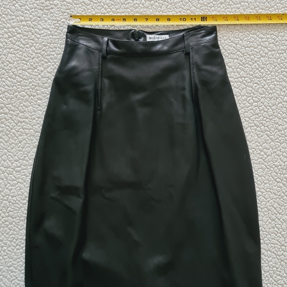BALENCIAGA Black Leather High Waisted Midi Skirt FR 36 US 4 S Org $2,450 - Picture 14 of 16